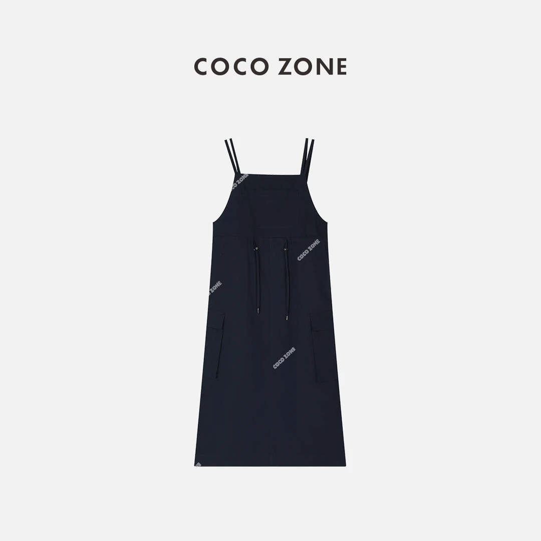 COCO ZONE 刘一一 新款工装吊带裙系绳背带裙子 23C19061