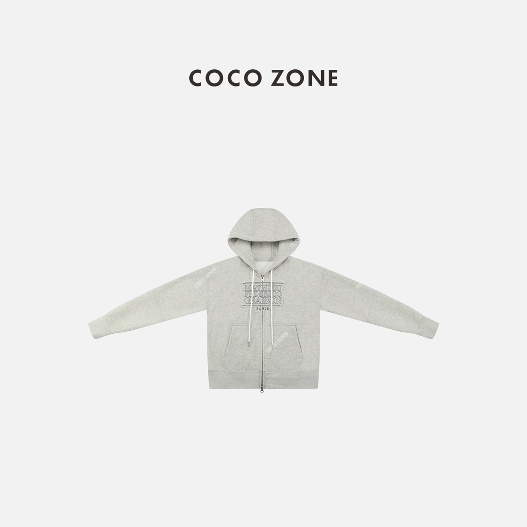 COCO ZONE 刘一一 设计感字母图案高级感长袖连帽外套CC1D2498