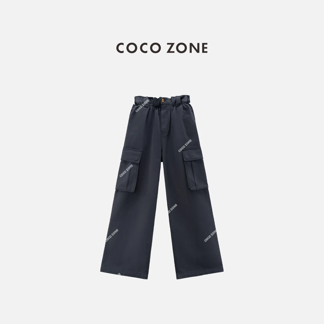 COCO ZONE 刘一一 100棉时尚设计感束腰直筒牛仔裤CC1C1842