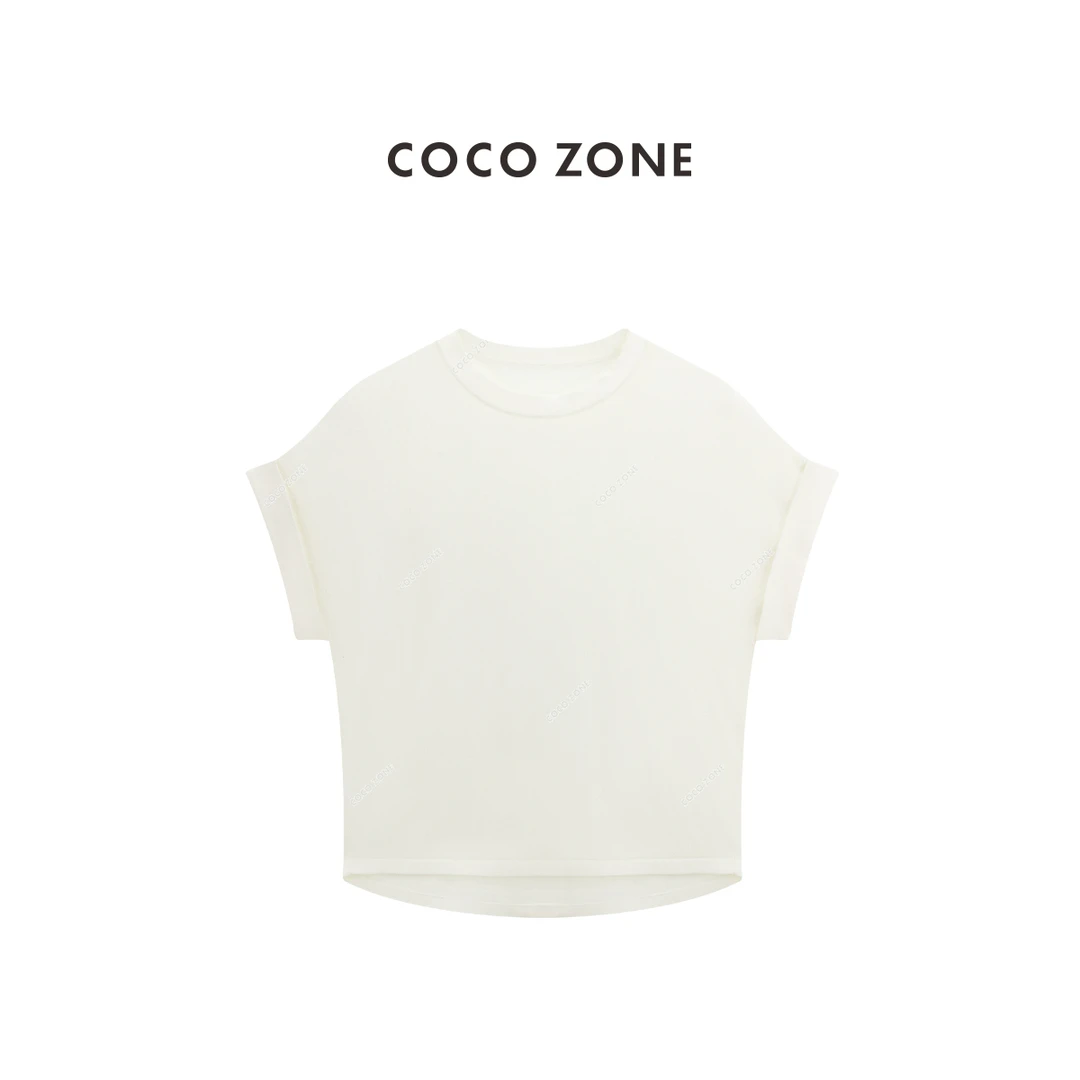 COCO ZONE 刘一一"蝙蝠袖"设计感圆领短袖针织衫简约上衣CC2B1189