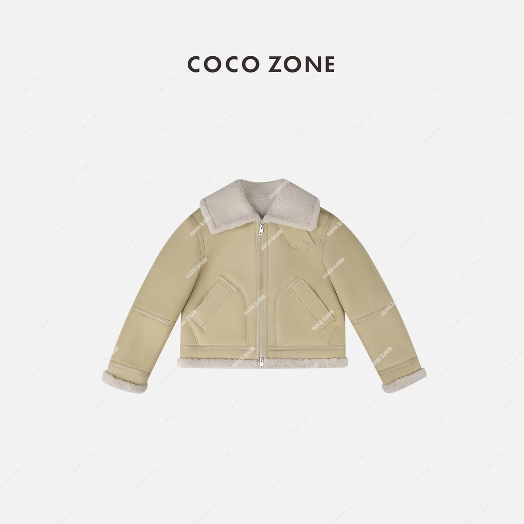COCO ZONE 刘一一 冬季加绒皮毛一体气质保暖皮草外套23C30587