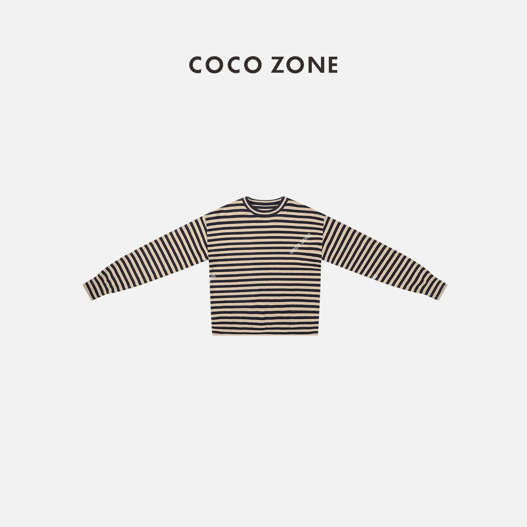 COCO ZONE 刘一一 "经典条纹"羊毛条纹圆领打底衫上衣23C19931