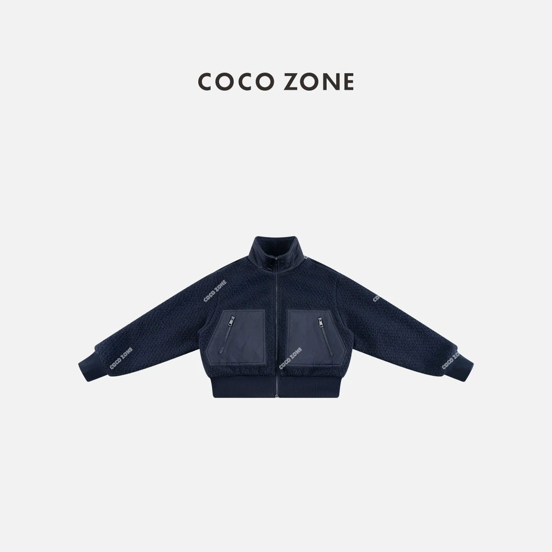 COCO ZONE 刘一一 冬季口袋拼接纯色拉链百搭保暖外套CC1D2805