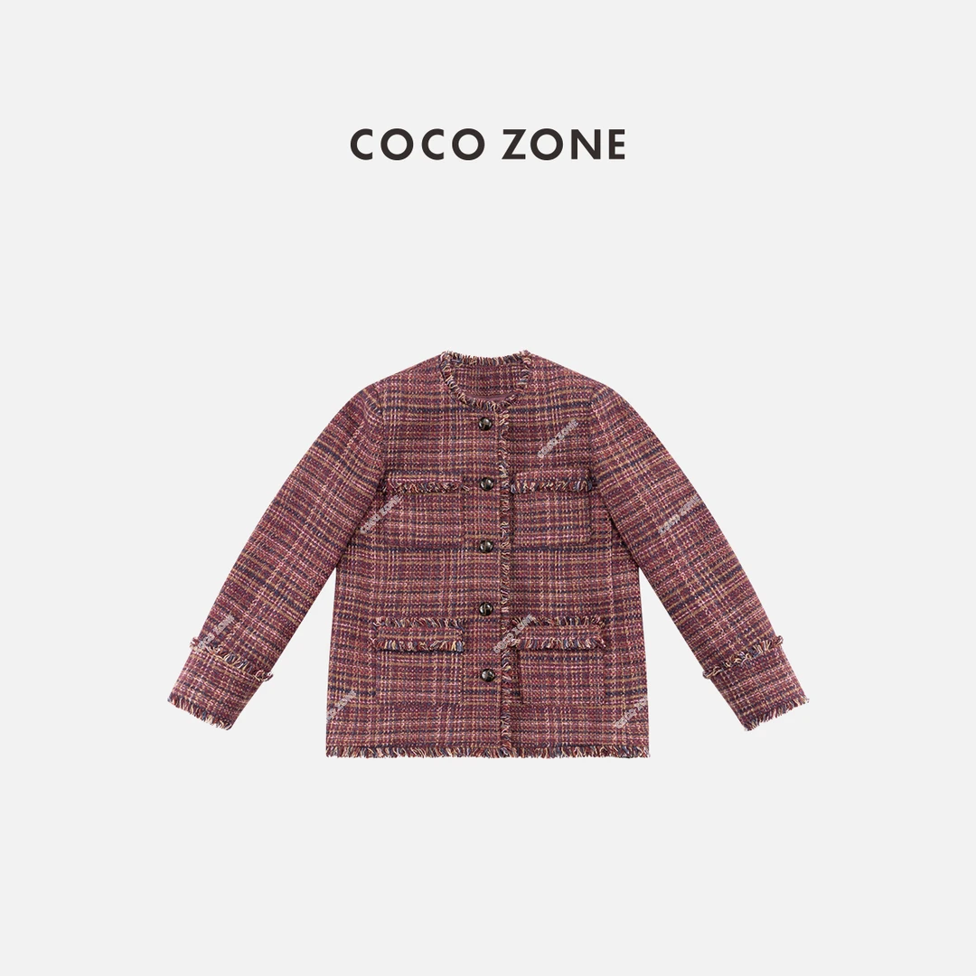 COCO ZONE 刘一一 秋冬小香风设计感一粒扣圆领长袖外套CC2D2561