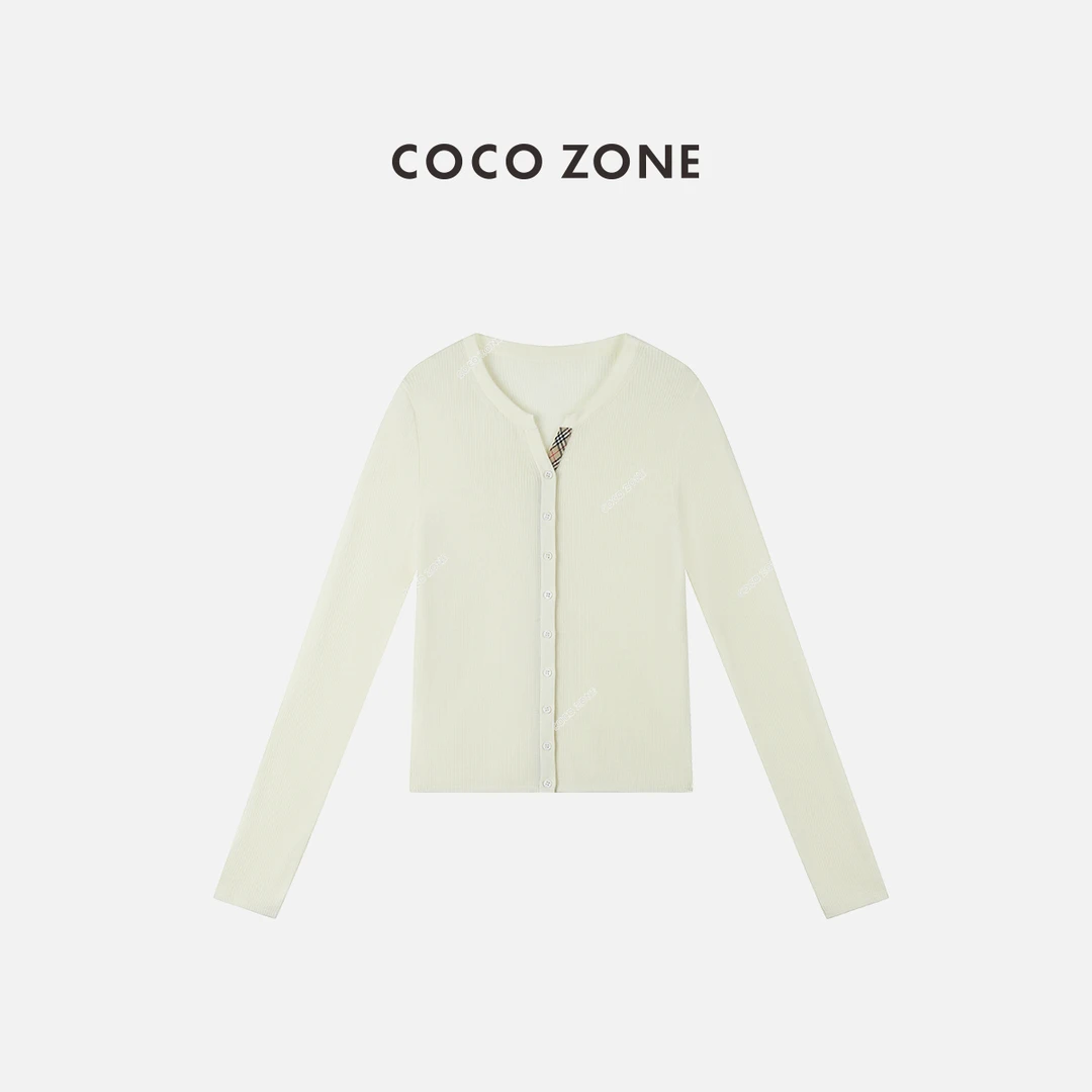 COCO ZONE 刘一一"经典重现"时尚百搭V领针织衫简约上衣 CC1C1808
