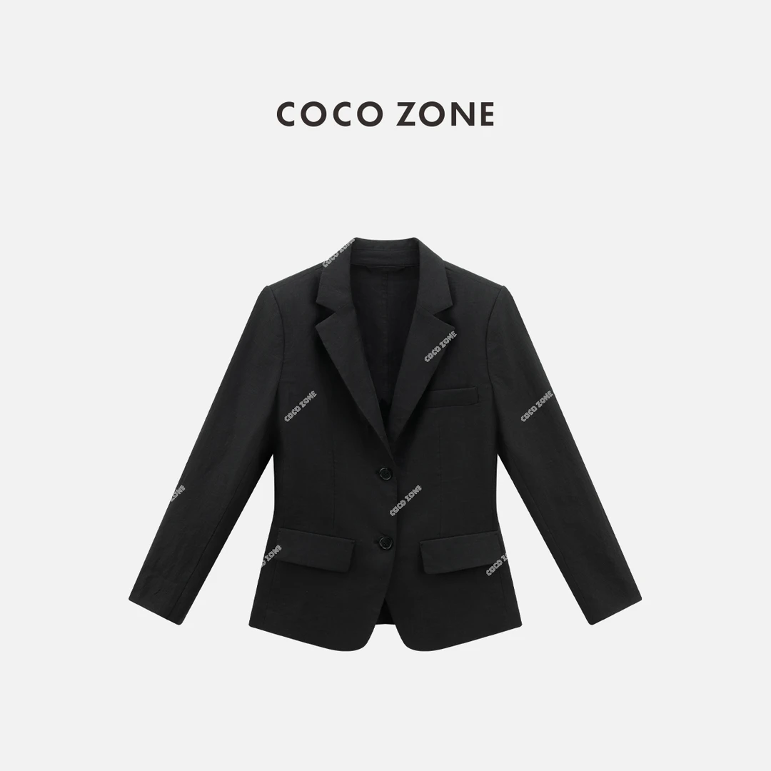 COCO ZONE 刘一一"汉麻西服"设计感两粒扣气质百搭外套 CC1C1603