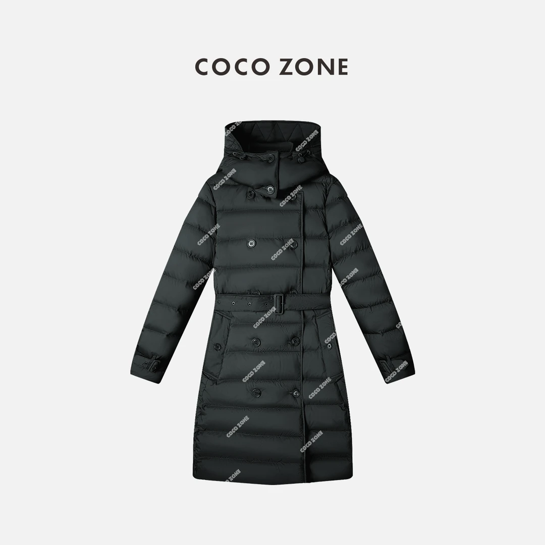 COCO ZONE 刘一一 “经典重现”90鹅绒长款可拆帽羽绒服23C30396