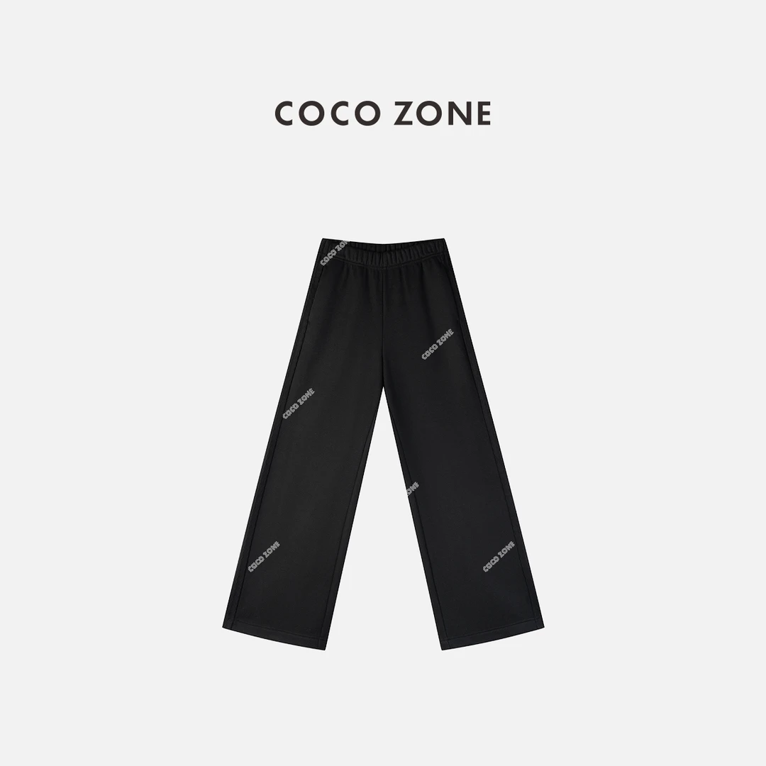 COCO ZONE 刘一一 加绒休闲裤冬季简约松紧腰直筒裤CC2D3322