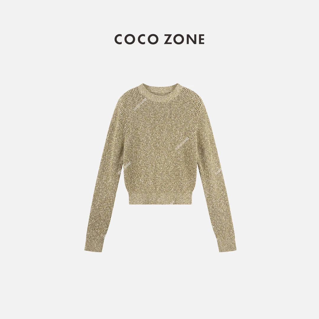 COCO ZONE 刘一一"可娜"春季毛针织衫圆领长袖上衣 CC1A0378