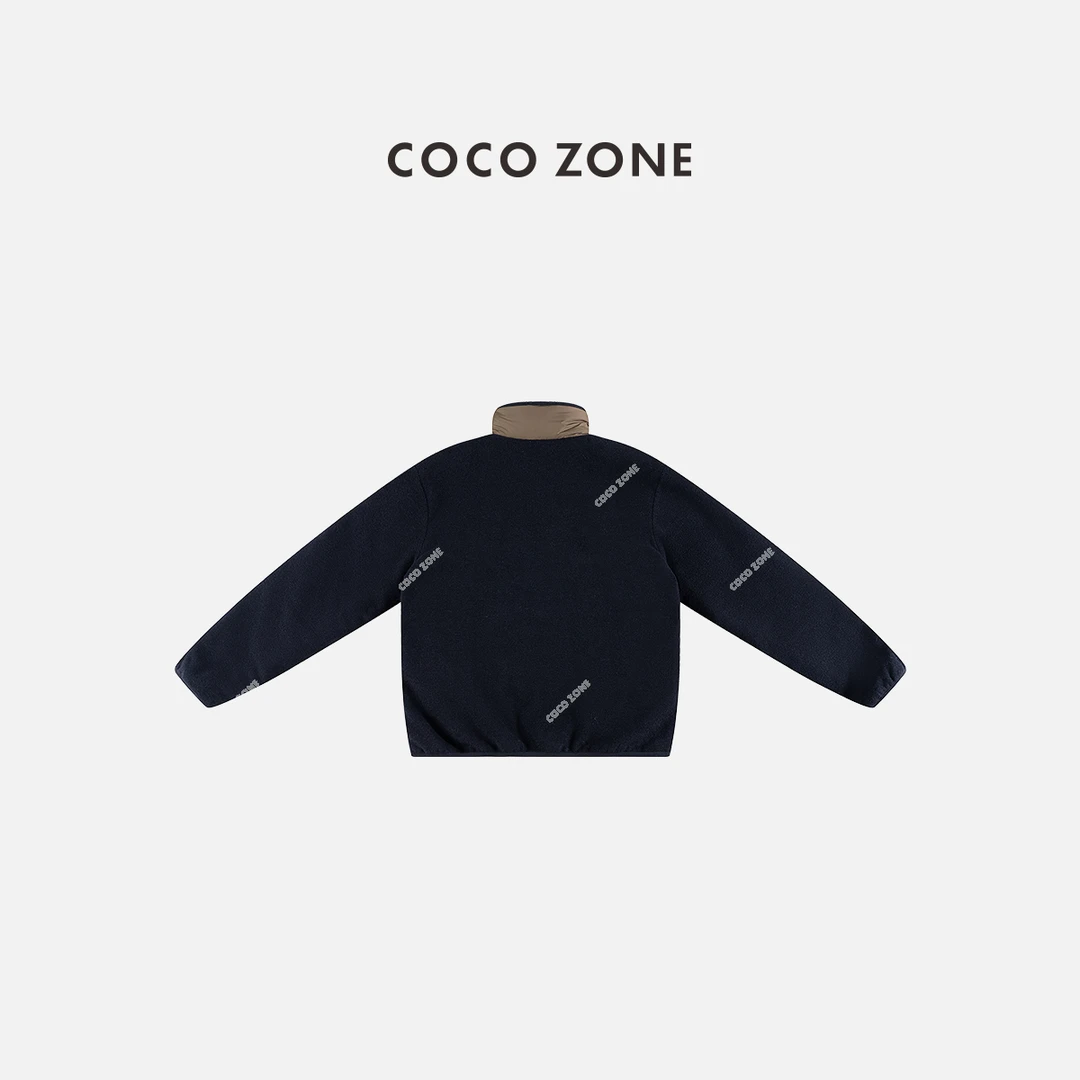 COCO ZONE 刘一一“萌萌”时尚设计感撞色拼接立领拉链棉服CC1D2689