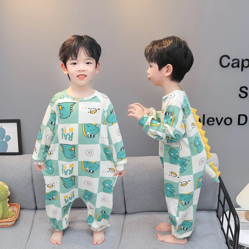 男童连体睡衣春秋季2025新款男孩宝宝婴儿睡袋长袖秋款儿童家居服
