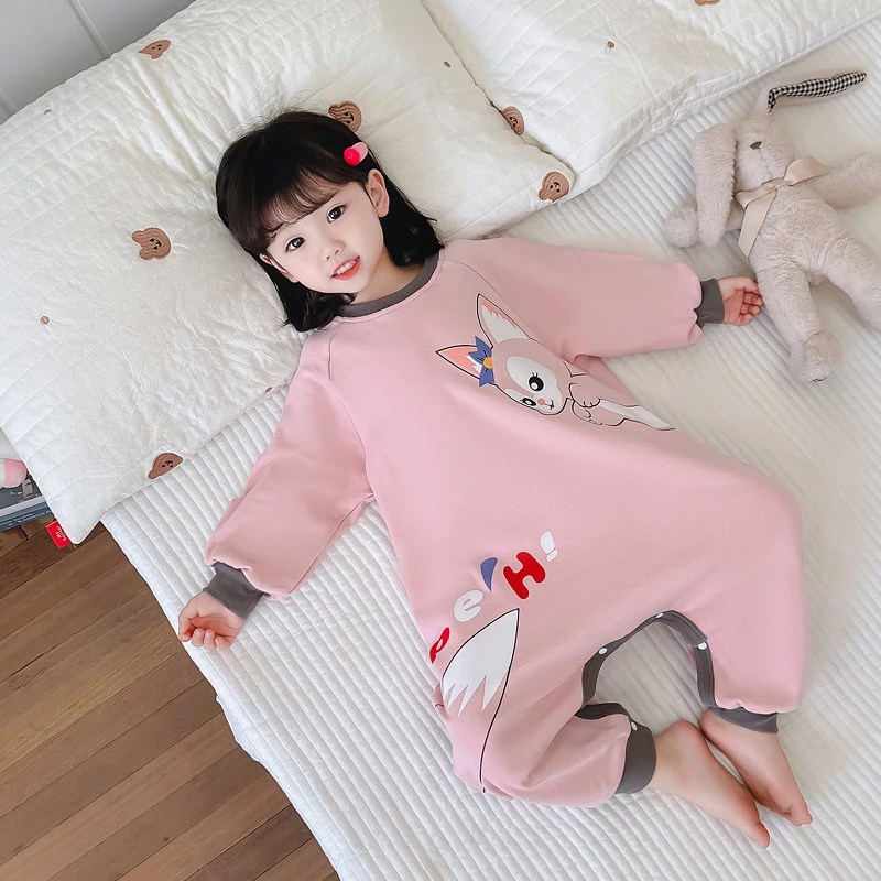 儿童连体睡衣春秋季款纯棉长袖女宝宝爬服卡通玲娜贝尔婴幼儿睡袋