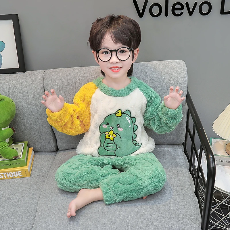 男童珊瑚绒秋冬男孩卡通家居服保暖男宝宝法兰绒儿童冬季儿童睡衣