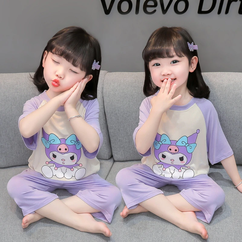 儿童睡衣洋气春秋莫代尔薄款宝宝夏天空调服小女孩网红家居服套装