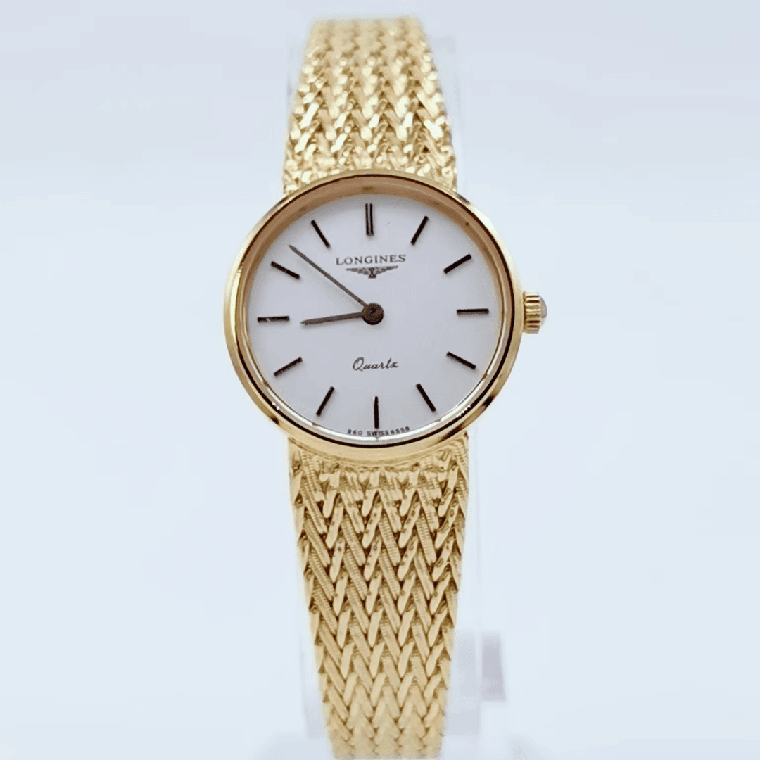 95新 Longines/浪琴 浪琴麦穗石英女士腕表/金圈白盘/表径23/名表