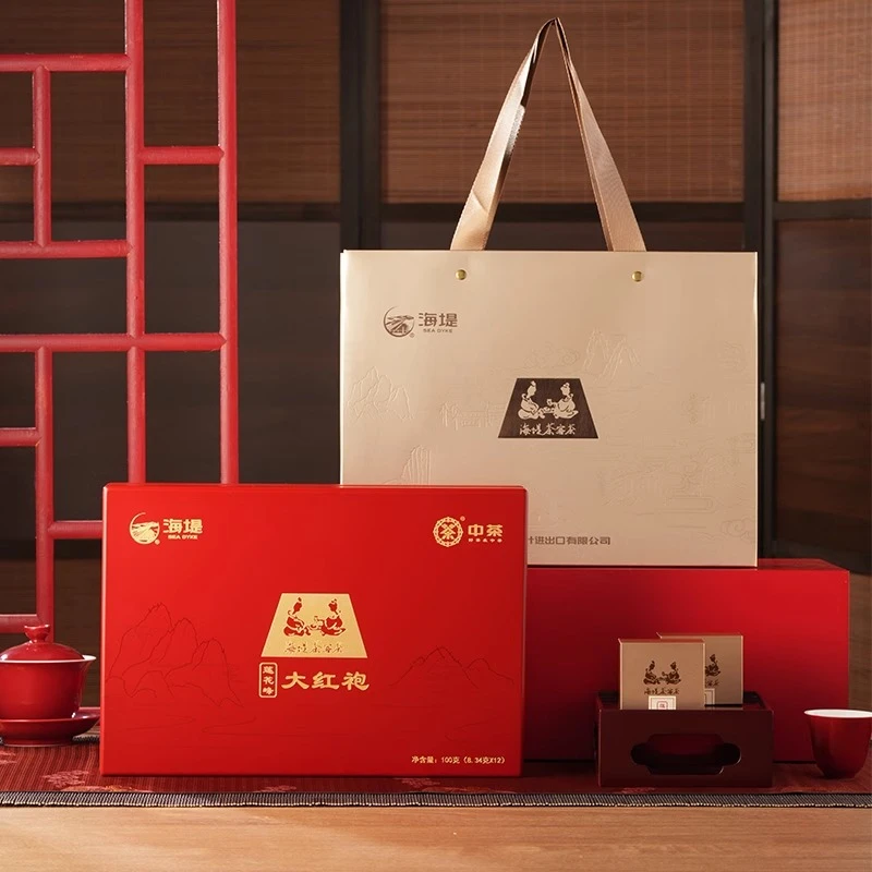 海堤茶叶茶客茶AT056莲花峰大红袍100克盒12泡特级中火福建正岩茶