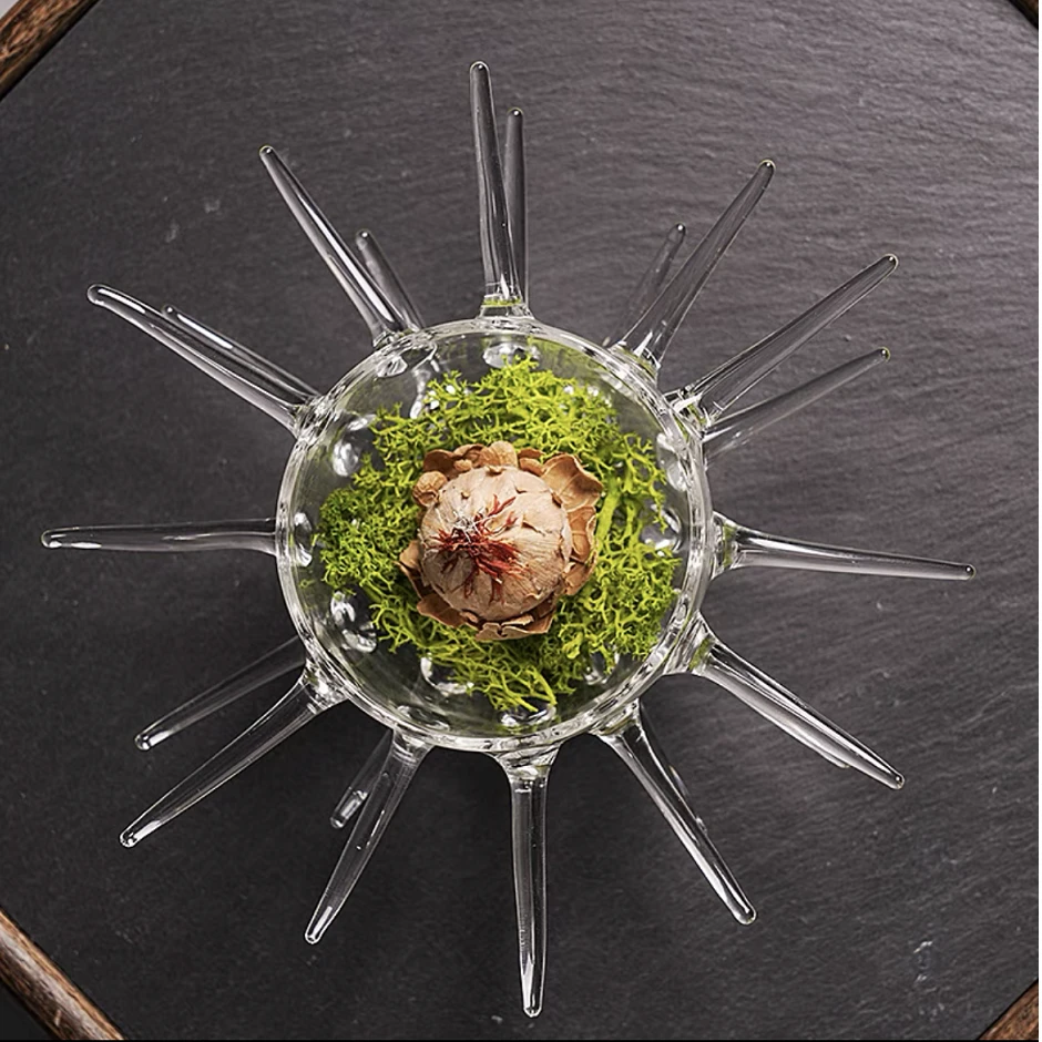 透明海胆碗烟熏罩盖子高端位上糕点碗雪糕甜品杯长刺汤碗盅水果盘