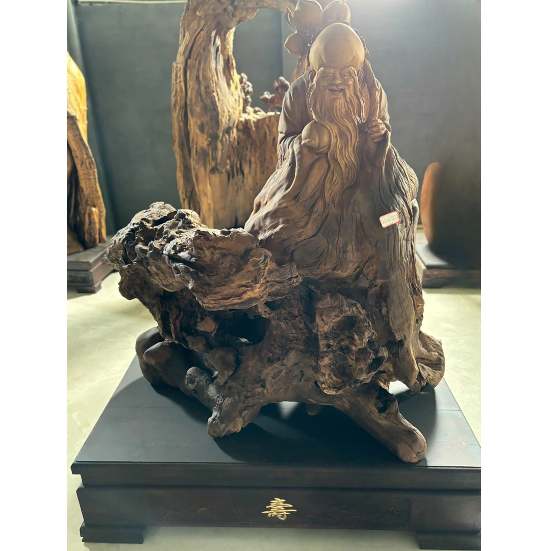 木雕工艺品摆件（寿星爷）纯手工匠心技艺精细雕刻品