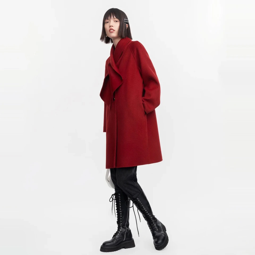 L064      气质交叠围巾大衣