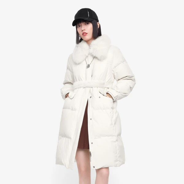 L026   水貂毛拼接长款羽绒服（南）