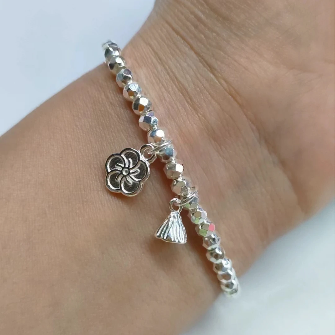 足银手链 999足银端午节手工气质时尚百搭复古两世欢光珠端午节