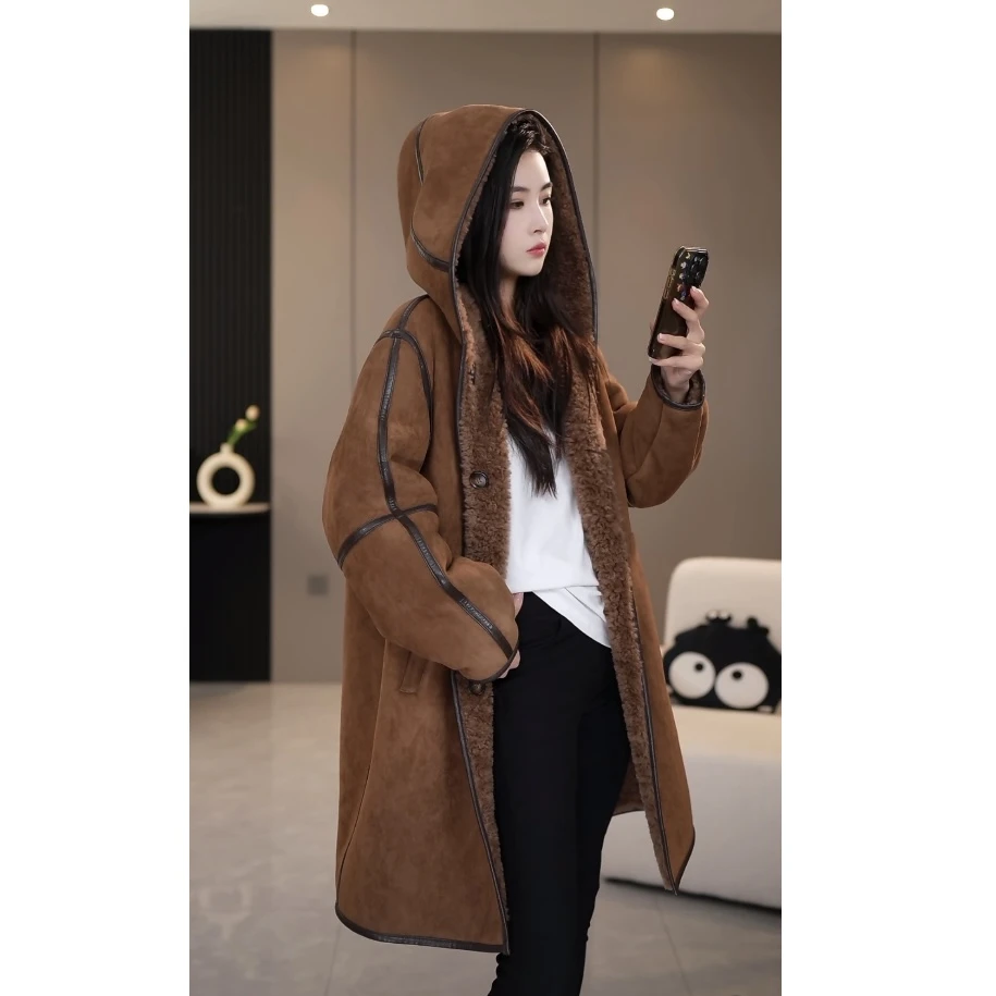 SOURWZZI/所姿新款冬季休闲双面穿反绒面羊毛女士外套SZ-25110