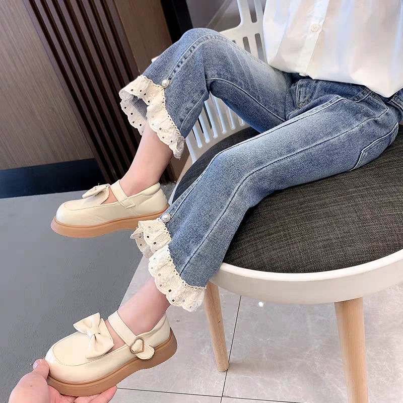 女童牛仔裤春秋款长裤女宝宝春季韩系儿童装秋装喇叭裤子58598