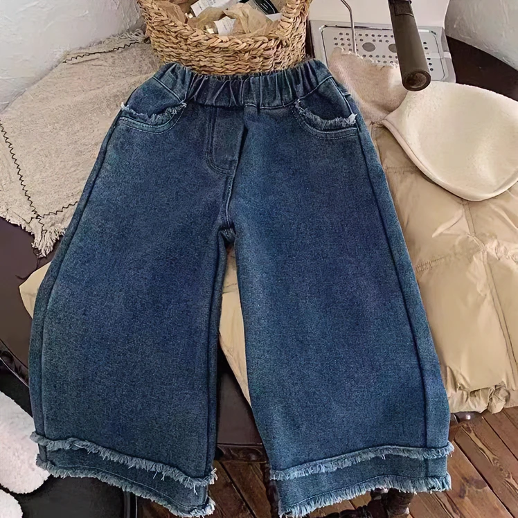 58523儿童时尚百搭春秋款洋气中小童毛边长裤