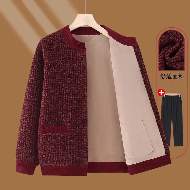 加绒加厚妈妈装秋冬外套短款洋气中老年人女母亲衣服冬装新款上衣