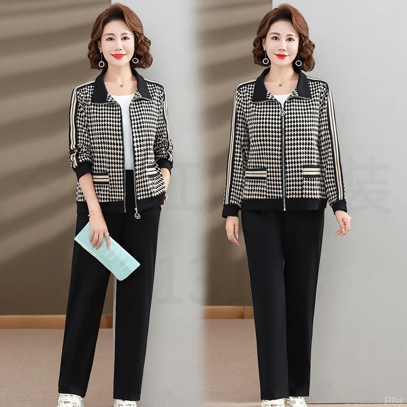 套装中年休闲运动套装妈妈装妈妈套装春秋妈妈高档50-60岁新款