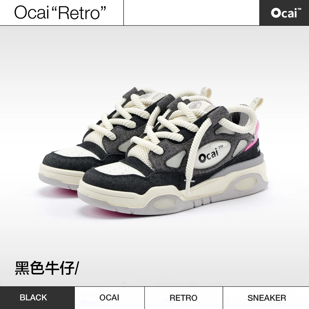 Ocai RETRO Ann Andelman Denim Black 黑色牛仔休闲板鞋 面包鞋