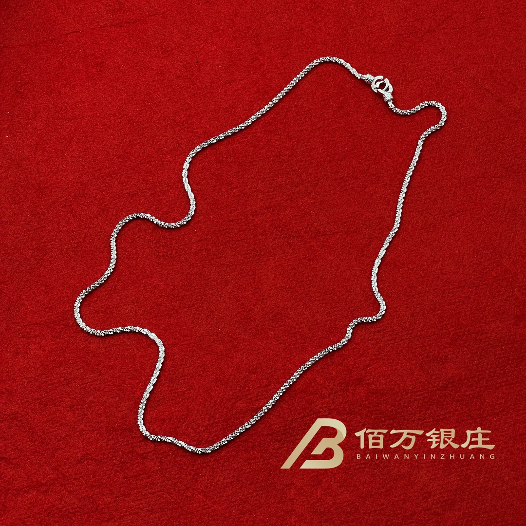 链子925银 【佰万银庄】S925银波光粼粼cc字扣头项链气质百搭简约