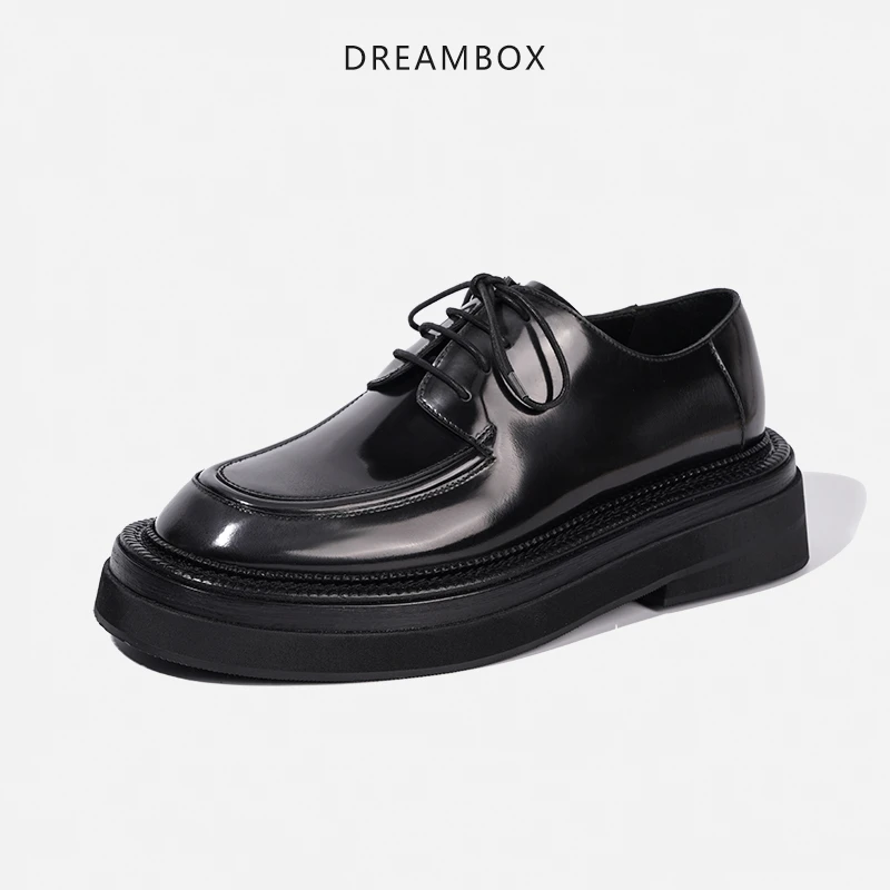 dreambox钧博vibram男士松糕鞋防滑耐磨轻便舒适商务厚底休闲皮鞋