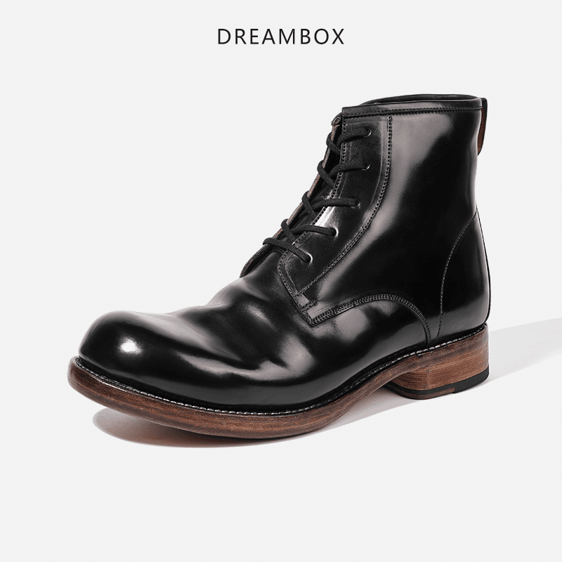 dreambox钧博高帮皮鞋男vibram防滑耐磨意大利马臀皮固特异男靴