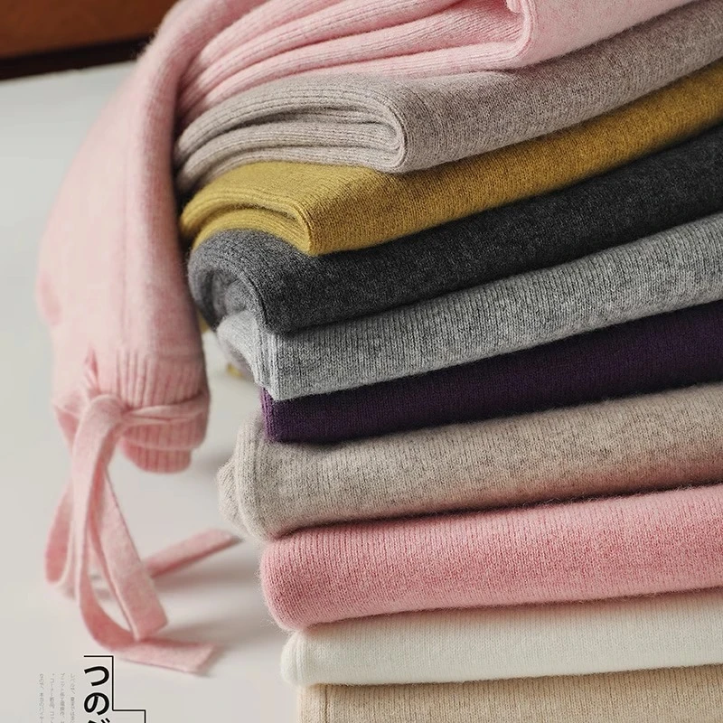 秋冬百搭加厚高腰垂坠感裤子女窄版直筒宽松阔腿裤冬天针织糯米裤