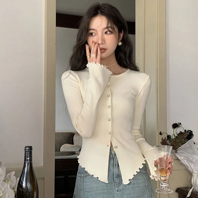 秋装长袖高档洋气外穿开衫针织衫女初秋打底内搭网红修身毛衣上衣