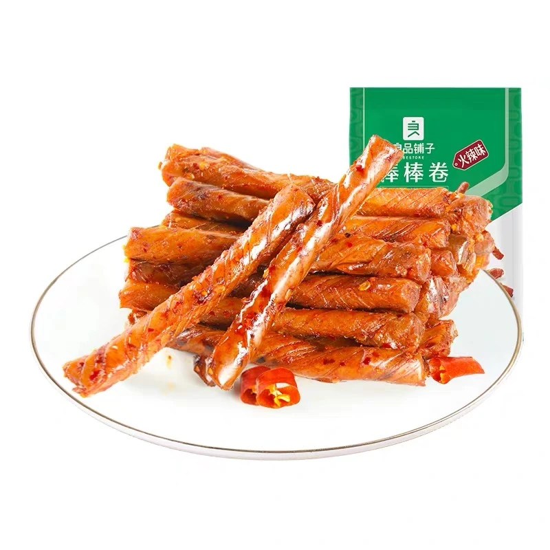 良品铺子_火辣味棒棒卷100g 即食独立小包装辣条卷面筋卷素食零食
