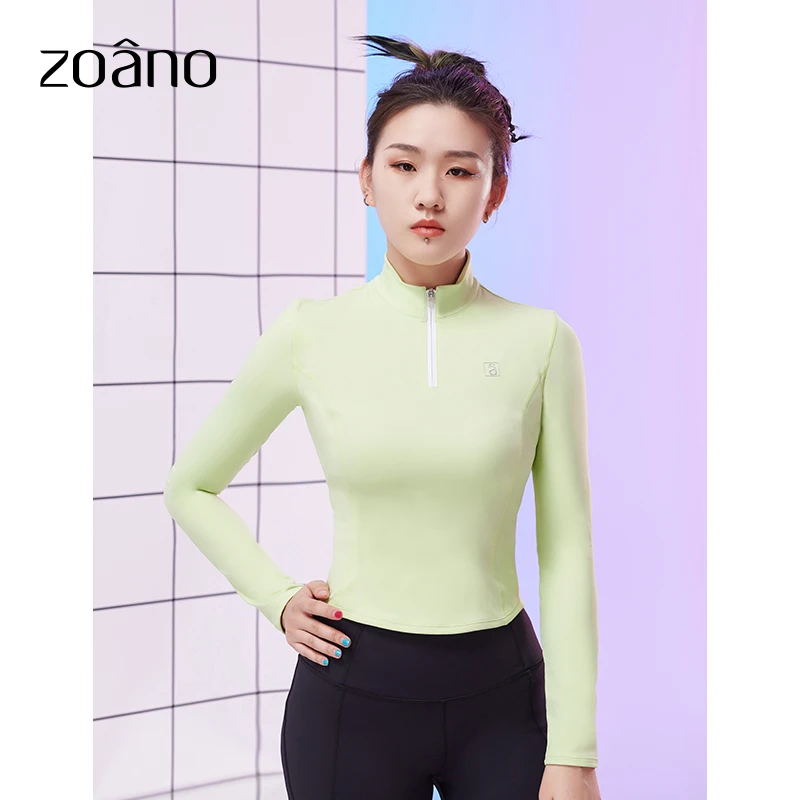 ZOANO/佐纳运动瑜伽服长袖半襟立领高弹修身跑步透气速干衣212026