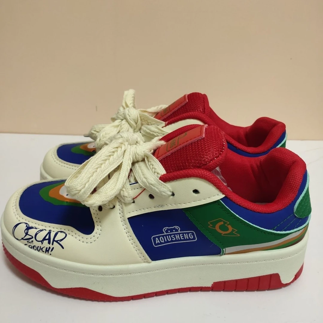 全新女爆款彩虹鞋子2024新款厚底小白鞋网红休闲拼色板鞋校园风