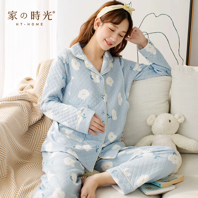 月子服秋冬孕妇家居服冬季产妇加厚空气棉春秋产后纯棉哺乳睡衣