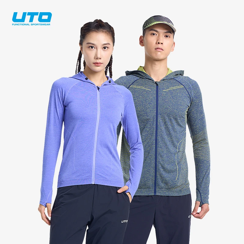 UTO/悠途向峰运动连帽拉链衫男女款春秋户外休闲弹力舒适长袖T恤