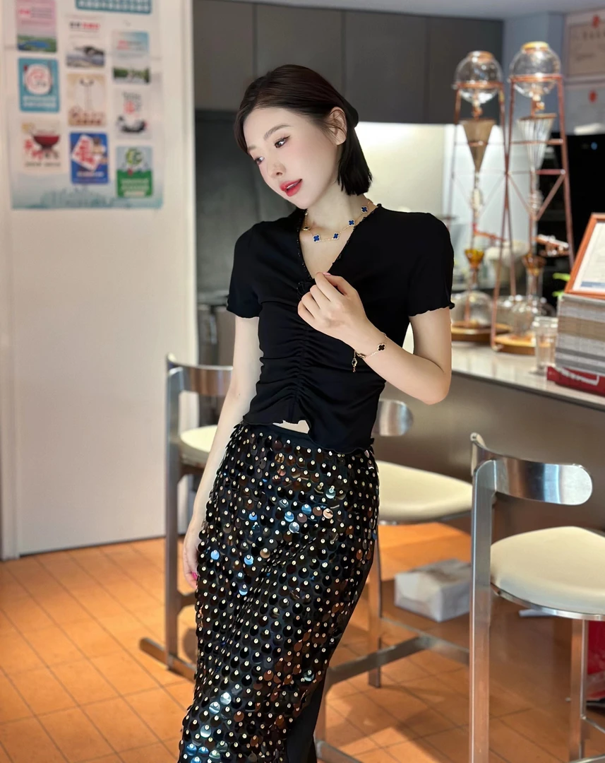 UU 买手店 设计师品牌CE立体玫瑰花T短袖显瘦