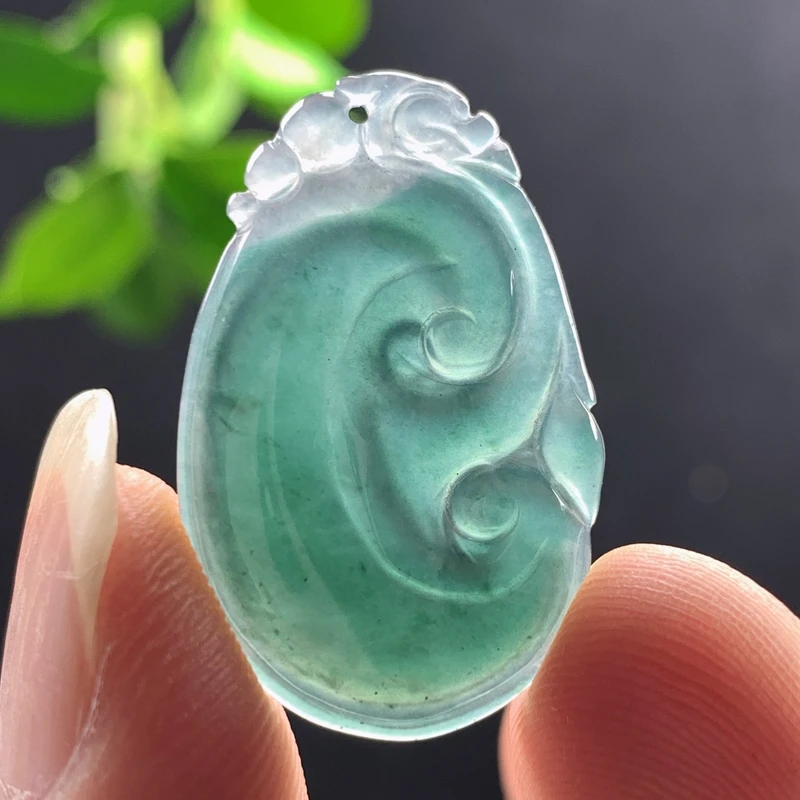 浮力优惠危料天然翡翠A货精美气质老坑冰种飘花吉祥如意吊坠送礼