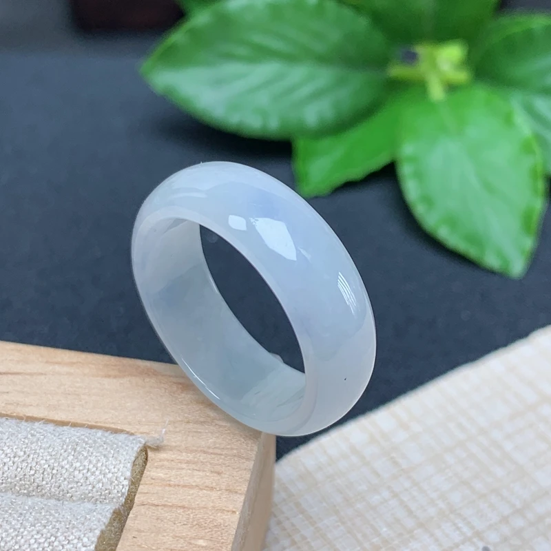 优惠缅甸纯天然翡翠A货老坑冰种戒指内径17.8