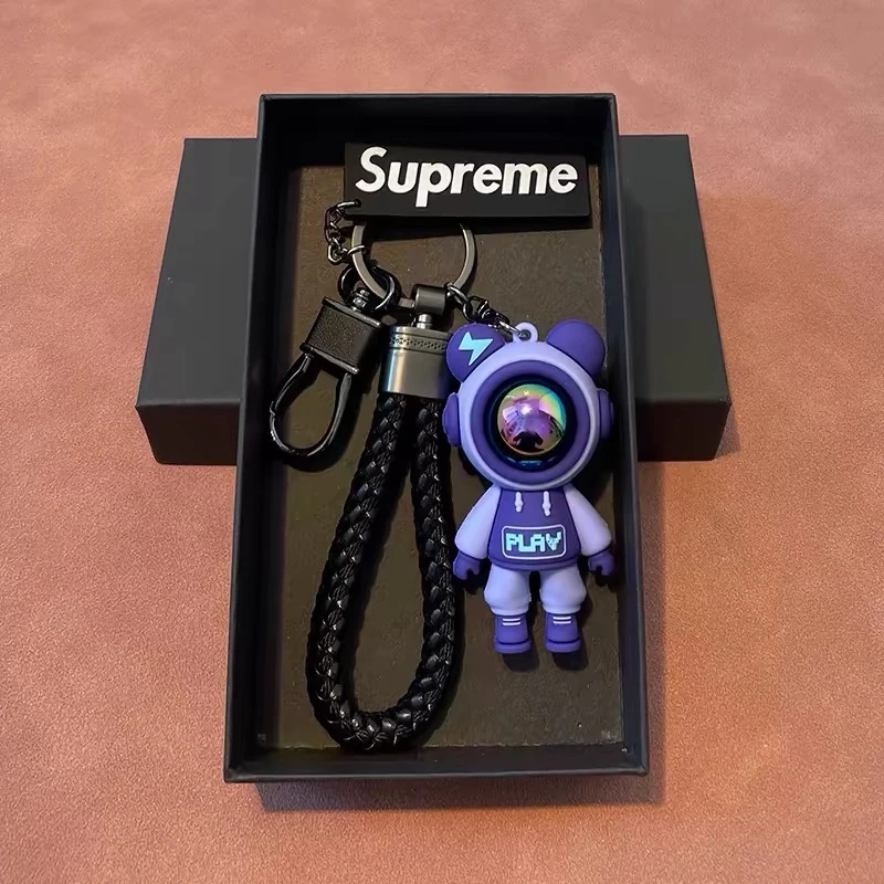 高档潮流闪电小熊钥匙扣男女士立体公仔情侣款汽车钥匙书包挂件&6