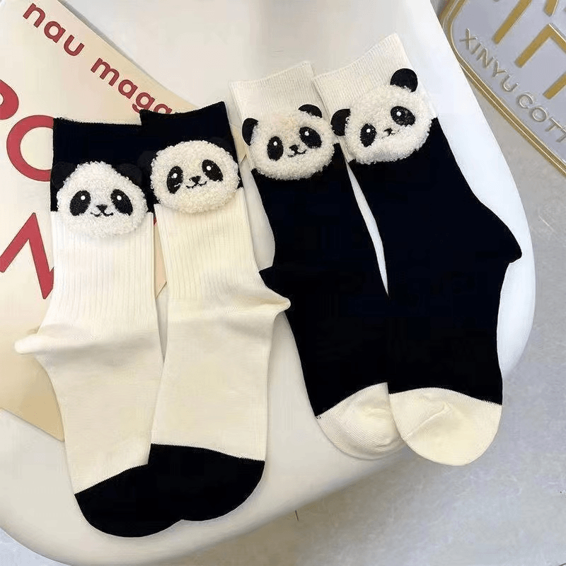 小熊猫袜子女网红超火饰品中筒袜ins潮韩国日系可爱百搭堆堆袜女