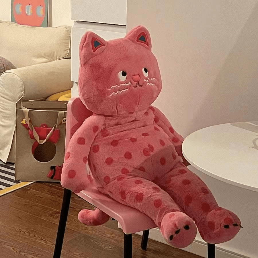 网红波点猫抱枕2024新款超软猫咪睡觉长条抱枕送男生女生礼物毛绒