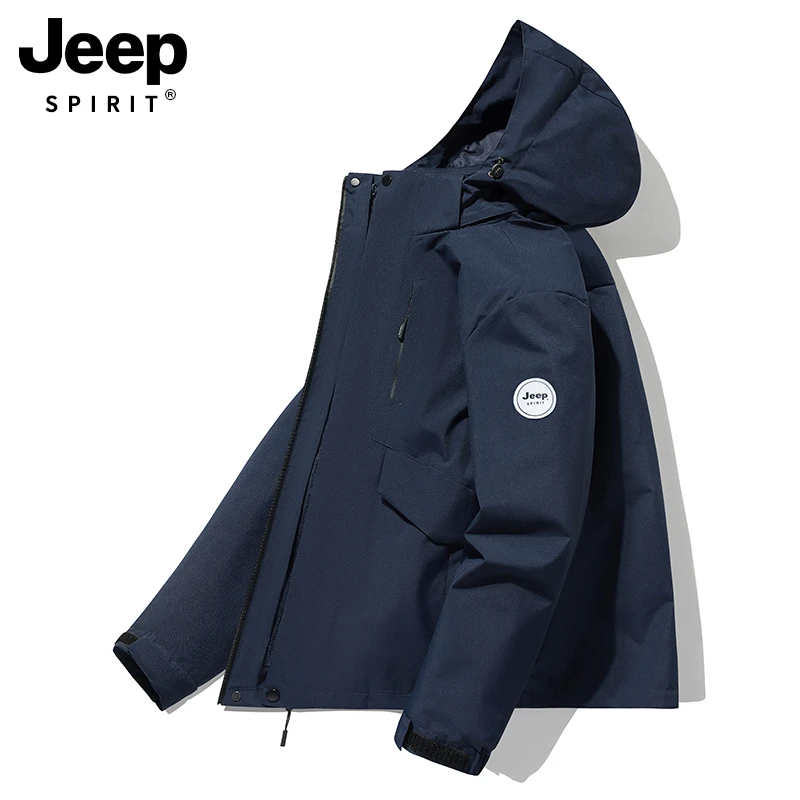 JEEPSPIRIT吉普冲锋衣秋冬季防风防泼水三合一户外防风情侣外套男