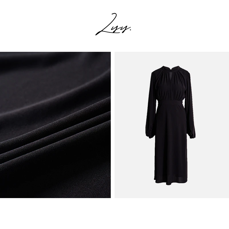 LYY【法式镂空】大摆连衣裙女2024秋季新款高级修身黑色中长裙10843