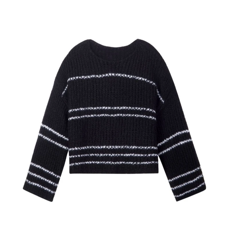 TOFOD 康宝莱丝羊绒毛衣 慵懒风宽松条纹针织打底外穿上衣DY661